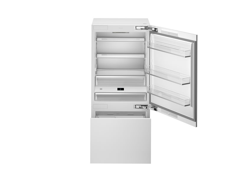 90cm built-in bottom mount refrigerator, panel ready with ice maker and water dispenser | Bertazzoni - Panel Ready
